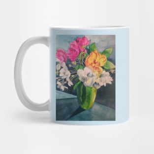 Vase of multicoloured roses in watercolour Mug